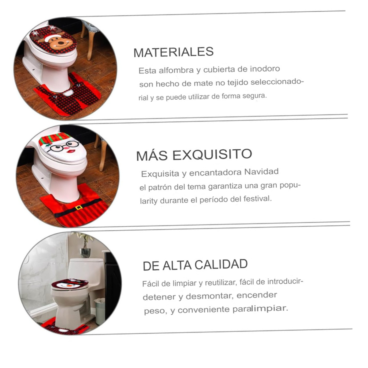 Combo Navideño de Alfombra + Cobertor de Inodoro | 2 Combos x 1
